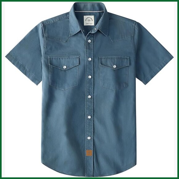 Heavyweight Cotton Pearl Snap Western Shirt Short Sleeve